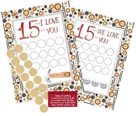 JoyJive Father's Day 15 Things I or We Love About You Scratch Off Cards, 2Pcs Father's Day Advent Calendar Personalized Gift for Him, Husband, Brother, Son, Grandad, 7 Pack