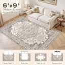 6x9 Washable Area Rugs for Living Room: Non Slip Vintage Brown Rug, Large Soft Stain Resistant Indoor Floor Carpets for Bedroom Dining Room Farmhouse Nursery Home Office Kid & Pet Friendly