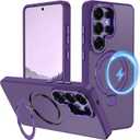 Hekodonk for Galaxy S26 Ultra Case with Magnetic Invisible Ring Stand,Compatible with Magsafe,Slim Translucent Matte Back Shockproof Drop Protective Case for Samsung Galaxy S26 Ultra,All Purple