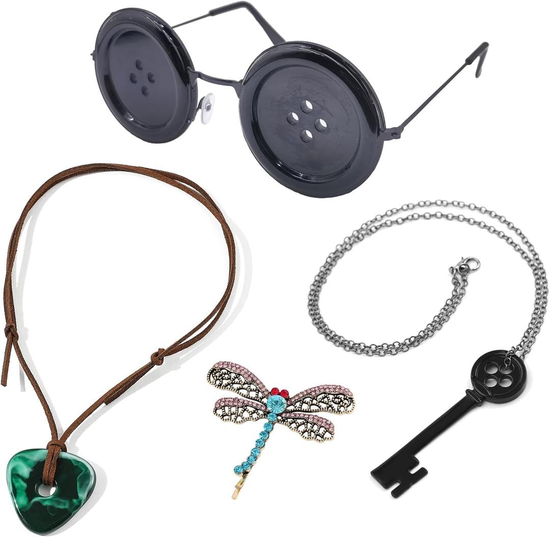 Button Eyes Glasses Anime Merchandise Cosplay Necklace Costume Merch Accessories Gift Halloween 4pcs