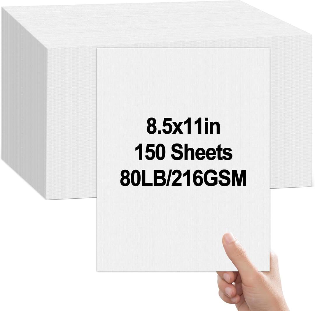party greeting 150 Sheets Linen Cardstock Paper 8.5 x 11 Linen Textured Cardstock White Invitation Card Stock Heavy Weight 80lb Cover Invitation Linen Paper for Printers Arts and Craft Scrapbook