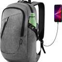 Masirs Laptop Travel Backpack - Adjustable Shoulder Straps, Zippered Compartments with Side Pockets for Water Bottle or Umbrella. Headset and USB Charging Port. Perfect for Business or Traveling