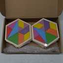 Meooeck 12 Pack Tangrams Wooden Puzzles Tangrams Classroom Set for Kids Shape Puzzles Brain Logic Blocks for Games Educational Gifts for Adults Kids Ages 4-8 8-12(Hexagon Style)