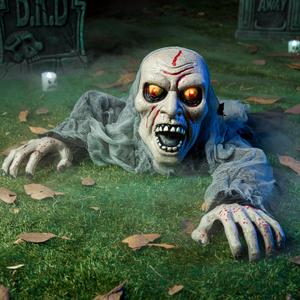 JOYIN Halloween Decorations Outdoor Light-Up Zombie Groundbreaker with bloodstain and Creepy Sound for Halloween Outside Decor, Lawn, Yard, Patio, Graveyard Decoration, Haunted House Prop JOYIN Halloween Decorations Outdoor Light-Up Zombie Groundbreaker with bloodstain and Creepy Sound for Halloween Outside Decor, Lawn, Yard, Patio, Graveyard Decoration, Haunted House Prop