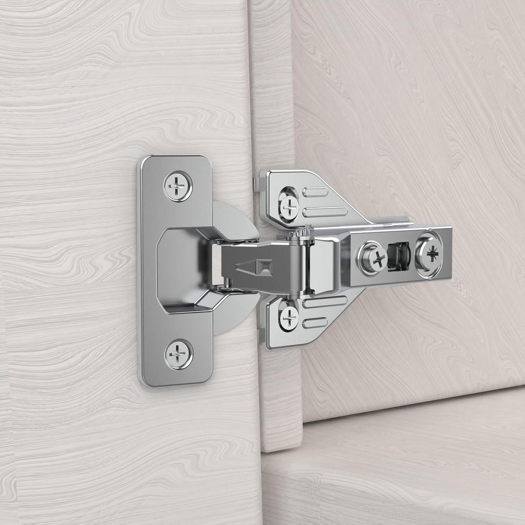 Chibery 10 Pack Half Overlay 3D Soft Close Concealed Hinge for Face Frame Door Frameless Door, Clip-on Plate, Self Closing Hidden Satin Nickel, 105 Open Angle Concealed Stainless Steel Hinges