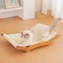 ExtraLarger Sisal Cat Scratcher Bed, Durable Cat Scratching Post with Hammock for Indoor Cats Lounger & Sleep & Scratch, Natural Sisal Cat Scratch Pad, Sturdy Solid Wood Frame (Upgraded ExtraLarger)