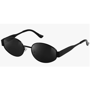 livho 2025 Trendy Oval Sunglasses - Stylish Polarized Shades for Everyday - Retro Metal Frames (Black/Grey)