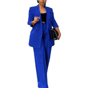 Tcremisa Women's Fashion Pants Suit 2 Piece Business Outfits Casual Double Breasted Blazer and Pant Sets, 2XL