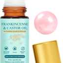 2 x Organic Castor Oil Rose Quartz Roller Ball – 100% Cold Pressed Hexane Free Castor Oil Roll On for Facial Skin Care, Fine Lines, Wrinkles & Under Eye Puffiness