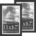 11x17 Picture Frame, Black Solid Wood, 2 Pack, Wall Hanging for Art