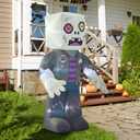 LANGXUN 8ft Pixel Zombie 2025 Halloween Inflatable Decoration - Giant Blow-Up Outdoor Indoor Cute Skeleton Ghost Yard Decor with LED Lights for Lawn, Garden, Patio Party Display