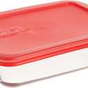 Pyrex 3-Cup Single Rectangular Glass Food Storage Container with Lid, Non-Toxic, BPA-Free Lid, Tempered Non-Pourous Glass, Microwave, Dishwasher, Freezer and Oven Safe, Red