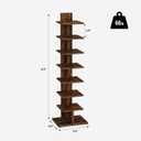 TUTOTAK Narrow Bookshelf, 8-Tier Bookcase, Spine Book Shelf for Small Space, Corner Standing Shelf for Living Room, Office, Study, Entryway, Rustic Brown BS06BB008