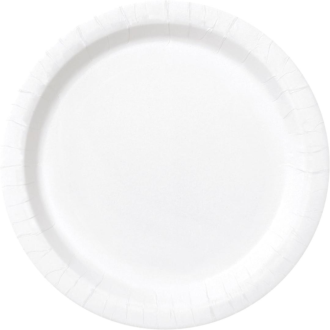 White Solid Round Dessert Paper Plates - 7" (20 Pcs) - Vibrant Party Plates for Appetizing Treats - Perfect for Birthdays & Events