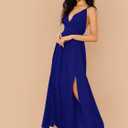 Floerns Women's V Neck Spaghetti Strap Backless Split Cocktail Party Maxi Long Dress, Size Medium