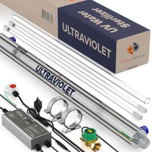 UV Water Purification System 55W, 12 GPM - UV Water Filter with Intelligent Flow Sensor Switch - Whole House UV Water Purifier Ensuring Water Purity - UV Light for Well Water + 1 Extra Lamp
