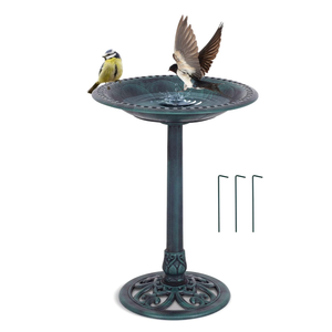 Bird Bath 28 Inch Tall Bird Feeder, Polyresin Lightweight Bird Baths for Outdoors, Sturdy Antique Garden Birdbath with Anchors