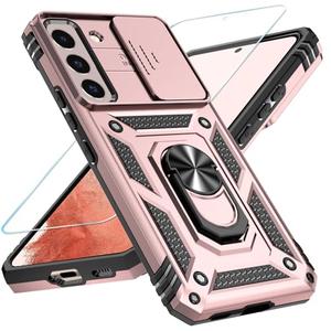 SunStory Phone Case for Samsung Galaxy S22 Plus 5G Case with HD Screen Protector & Slide Camera Cover & Rotated Ring Kickstand, [Military-Grade] [2 in 1] Phone Case for Galaxy S22 Plus 6.6",Rosegold