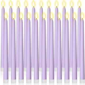 Macarrie 24 Packs Flameless Taper Candles Battery Operated Fake 11 Inch Long Candlelight LED Flameless Candlesticks Flickering Tapered for Spring Summer Wedding(Lavender Purple)