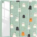 Cute Spooky Ghost for iPad Air 11" M3(2025)/M2(2024),iPad Air 5th/4th Gen 10.9" Halloween Spirit Clear Hard Back Hybrid Case,with Pencil Holder Trifold Stand Tablet Cover for Women