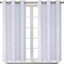 BGment Kids Room Curtains for Bedroom - Grommet Thermal Insulated Silver Star Print Room Darkening Curtains for Living Room, Set of 2 Panels, 42 x 54 Inch, Greyish White