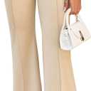 Cicy Bell Womens Flare Capri Pants Elastic High Waisted Cropped Dress Pants Trousers Stretchy Work Slacks (Beige, L)