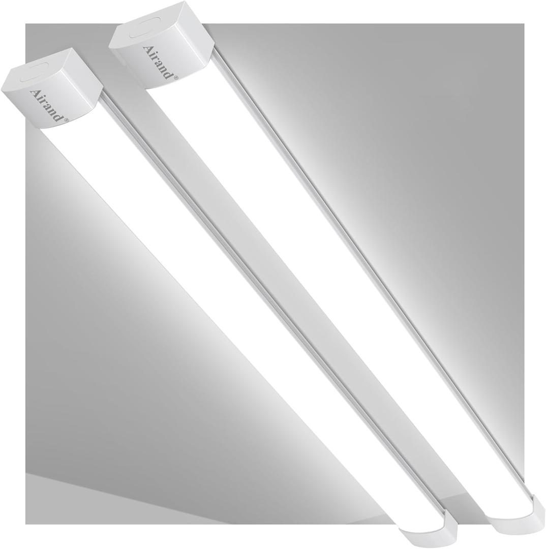 Utility LED Shop Light Fixture 2PCS 4FT Linkable Plug in LED Tube Light for Kitchen Bathroom Garage Basement Office, Long LED Shoplight, Corded Electric with ON/Off Switch, IP66 Waterproofing
