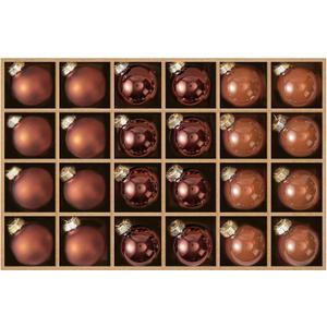 WDS WONDROUS Brown Christmas Ball Ornaments Glass Set of 24  1.18 Xmas Ornament Balls, Small Christmas Tree Hanging Decorations for Wedding Party Autumn Winter Holiday Decor (3 Effect Brown Colors)