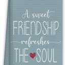 TNUW A Sweet Friendship Refreshes The Soul Kitchen Towels 16X24In, Gift for Friend Woman Dish Towels, Christian Gifts for Women Men, Friendship Gifts Hand Tea Towels for Kitchen Bathroom Decor(Blue)