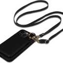 Keallce Case for iPhone 16 Pro 6.3'', Detachable Crossbody Case Wallet with RFID Blocking Card Holder, 360Ring Stand, Folio Leather iPhone Cover Lanyard Strap Lady for iPhone 16 Pro 2024 5G, Black
