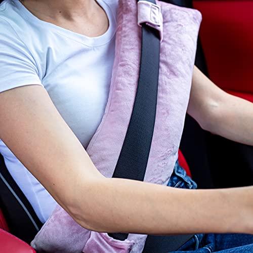 Wumimi Mastectomy Pillow Post Surgery Seat Belt Pillow Cushions Pads Protector for Breast Cancer Port Pacemaker Heart Surgery C-Section Recovery (Pink, Black) Pack 2