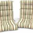 Outdoor High Back Patio Chair Cushions, Tufted Rocking Chair Cushions, Adirondack Cushions for Garden Porch Home Chairs Use, 44 x 22 x 4, 2 Pack,Stripe Onyx