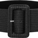 GRACE KARIN Women's Stretchy Belt 1950s 3 Inch Wide Elastic Belts (Medium, Retro-black)