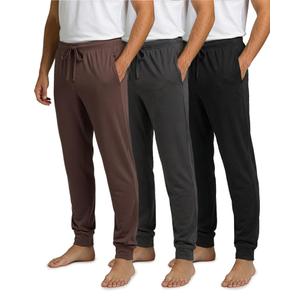 Real Essentials 1 Pack: Men's Ultra Soft Cotton Pajama Pants - Sleep Lounge PJ Joggers with Pockets 2XL