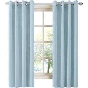 LA PALMA Thermal Insulated Blackout Darkening Grommet Living Room Curtains Window Drapes for Bedroom Pack of 2 Panels (Baby Blue), 52"W x 63"L