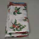 2 x Newbridge Christmas Natures Poinsettia Scalloped Fabric Holiday Napkins, Holly, Berries and Evergreen Border with Red Trim, Set of 4 Reusable Cloth Napkins