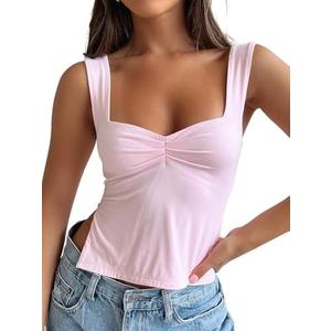 Trendy Queen Womens Going Out Crop Tops Backless Tank Tops Summer Y2k Teen Girls Basics Cute Clothes Pink L