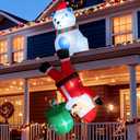 8FT Christmas Inflatable Polar Bear with Hanging Santa Claus Decoration,Blow Up Yard Decoration Inflatables with Built-in LEDs for Xmas Party Indoor, Outdoor, Yard, Garden, Lawn Decor