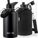 64oz Half Gallon Water Bottle - Triple Insulated Stainless Steel Flask, 48hr Cold Retention, Leakproof & BPA-Free, Large Water Jug for Gym, Hiking, Camping, Outdoor Sports (Midnight)