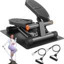 Niceday Steppers for Exercise, Mini Stair Stepper with Resistance Bands at Home Workout Equipment with 300LBS Loading Capacity, Hydraulic Fitness Stepper with LCD Monitor