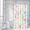 Preboun Spring Flower Shower Curtains for Bathroom Floral Plant Shower Curtain with 12 Hooks Watercolor Polyester Fabric Shower Curtain for Home Bathroom, Machine Washable, 72 x 72 Inch