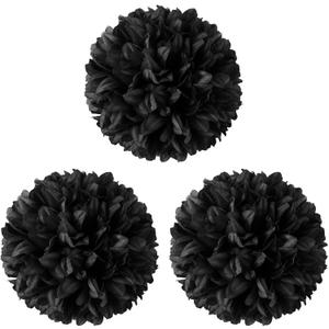 Knitgrip 3 Pcs Black Homecoming Mum Flowers 6.5" Silk Homecoming Mum Supplies Trinkets 21 Layers Artificial Flowers Kits for Back to School Week Party Decorations