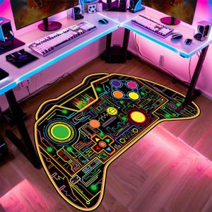 Gamer Rug for Boys Room - Gaming Rug, 5'X7' Colorful Game Controller Shape Gaming Carpet for Teens Boys Playroom Computer Chair Floor Mats Decor Game Carpet for Bedroom