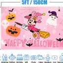 2 x Halloween Decorations Banner, 5x3Ft Cartoon Mouse Theme Happy Halloween Backdrop with Bat, Spider And Pumpkin for Party Decorations Indoor Outdoor