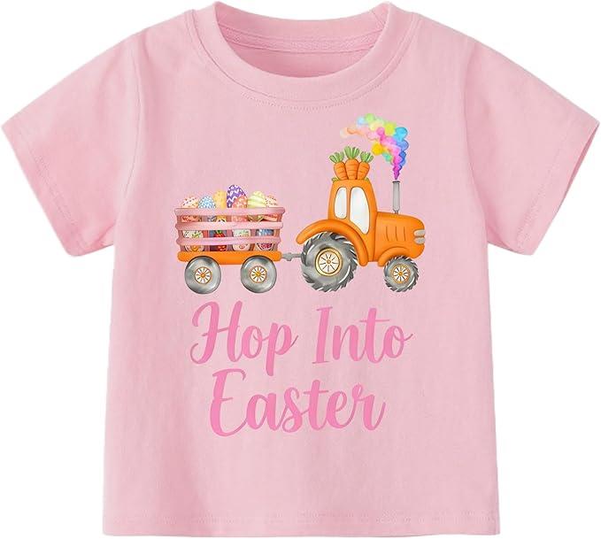 Girls Easter Shirts Kids Cotton Graphic Tees Casual T-Shirts
 (5-6 Years, 01 Bunny)