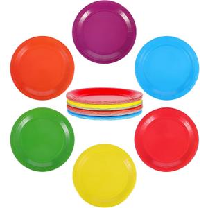 72pcs 9-Inch Disposable Colored Paper Plates, Bulk Neon Party Plates, Four Colors Paper Dessert Birthday Plate Neon Party Supplies for Birthdays, Dinners and Weddings