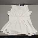 Blooming Jelly Womens Business Casual Tank Tops V Neck Pleated Peplum Sleeveless Dressy Blouse Summer Trendy Work Shirt, Small, White
