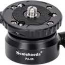 Koolehaoda Tripod Head Leveling Base Camera Leveler, Aluminum Half Ball Inclination 15°, 1/4"-3/8" Mounting Screw and Bubble Level for DSLR Camera Camcorder,Video Head, Gimbal Heads (PA-55)