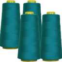 AK Trading 4-Pack Aquamarine All Purpose Sewing Thread Cones (6000 Yards Each) of High Tensile Polyester Thread Spools for Sewing, Quilting, Serger Machines, Overlock, Merrow & Hand Embroidery