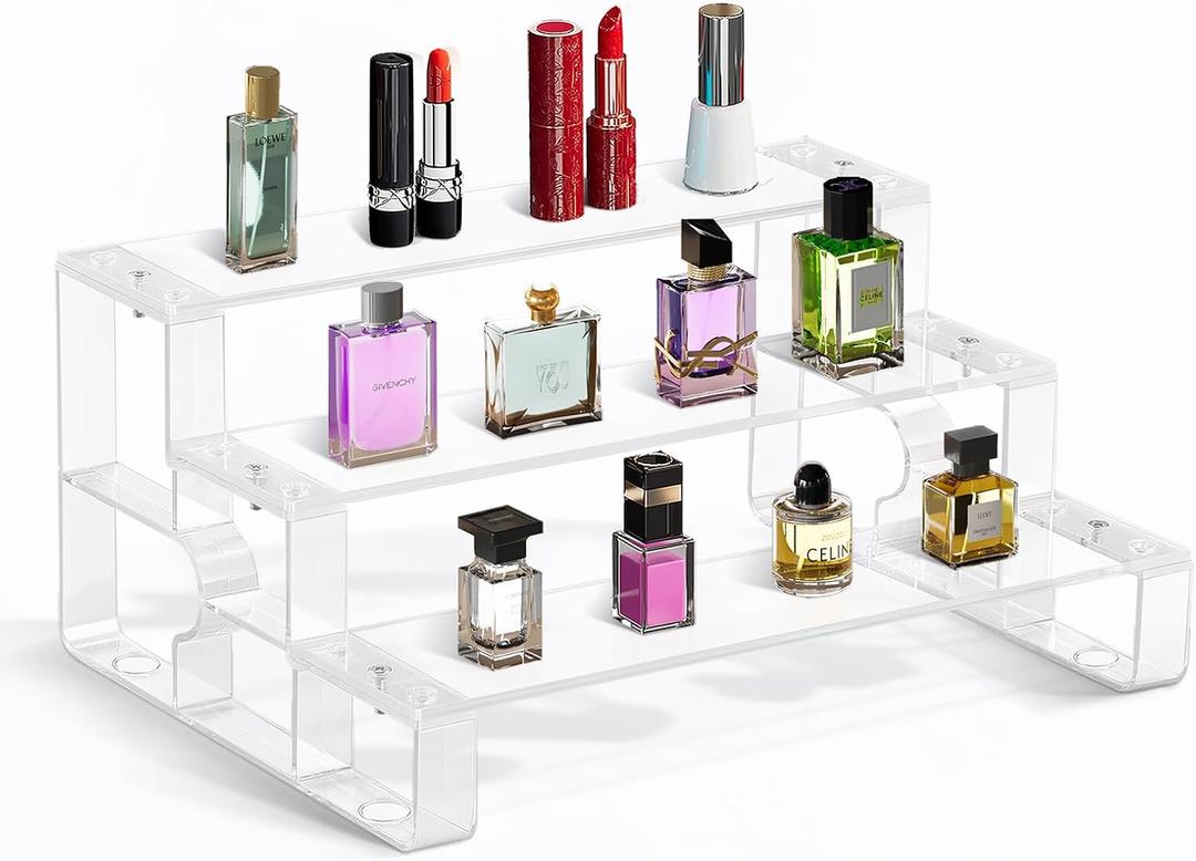 2 x 3‑Tier Acrylic Cologne Organizer for Men, Perfume Display Riser Stand Shelf